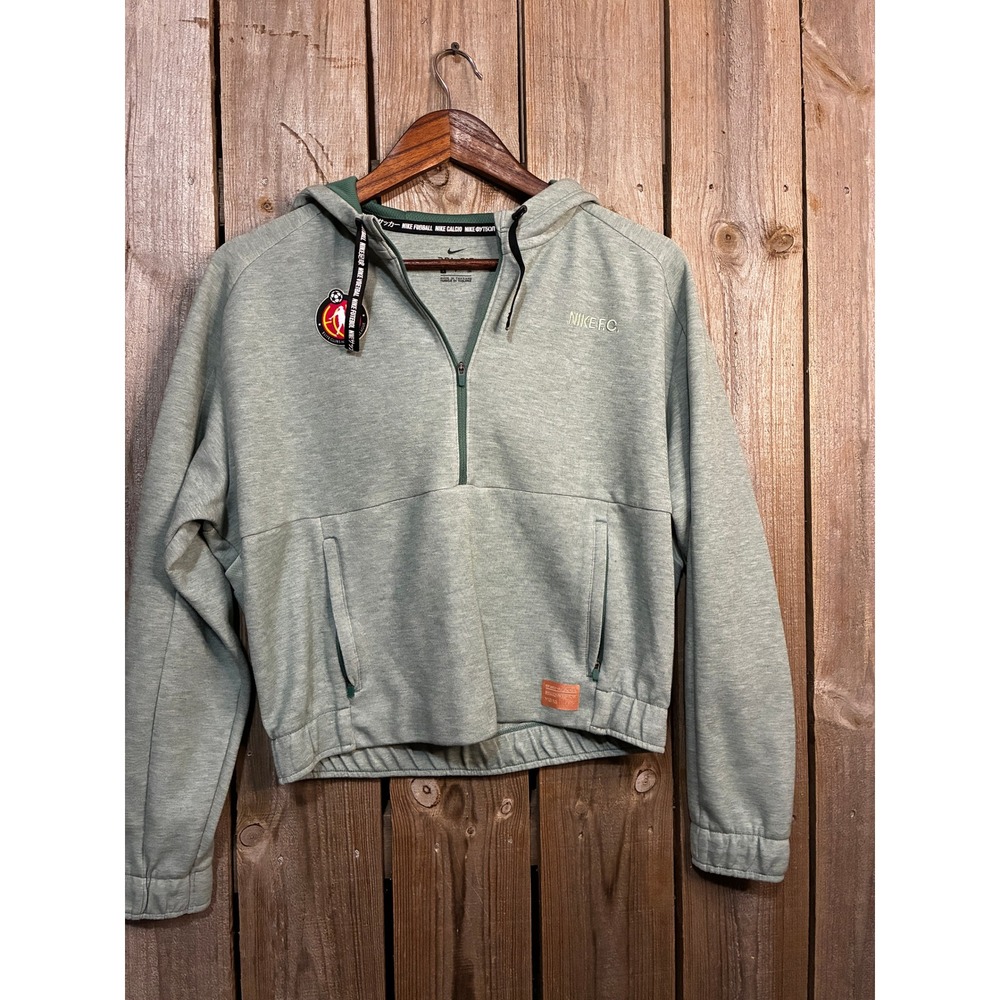 Nike FC Dri-FIT Quarter Zip Cropped Hoodie Sage Green ECNL Soccer CD9155-362 S